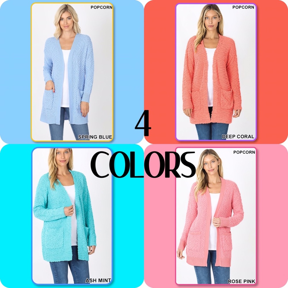 Blue Soft Texture Open Pocket Long Sleeve Cardigan - Picture 4 of 10